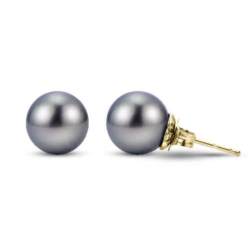 14K Crown Tahitian Stud (Select Pearl Size, & Gold Color)