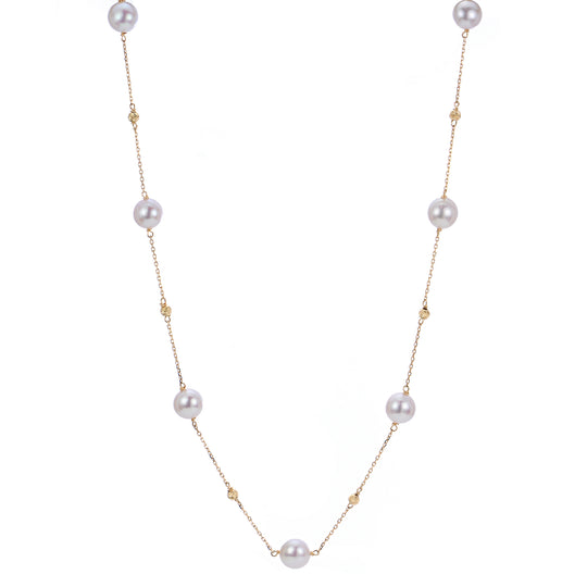 14KT Yellow Gold Akoya Pearl Necklace