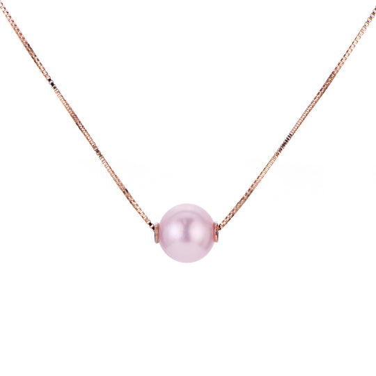 14KT Rose Gold Freshwater Pearl Solitaire Necklace