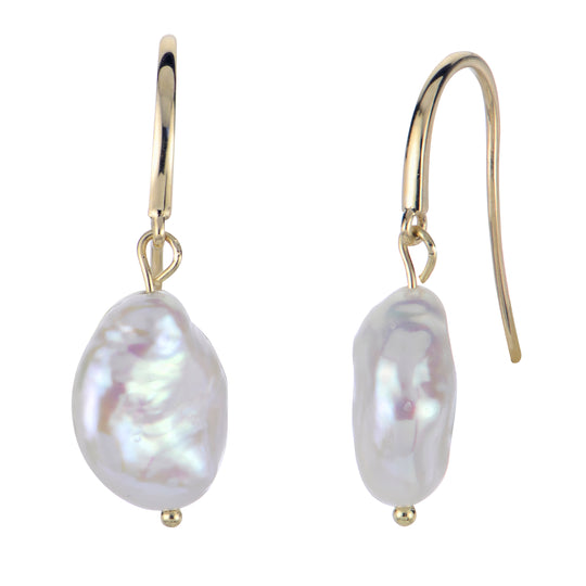 14KT Yellow Gold Freshwater Keshi Pearl Earring