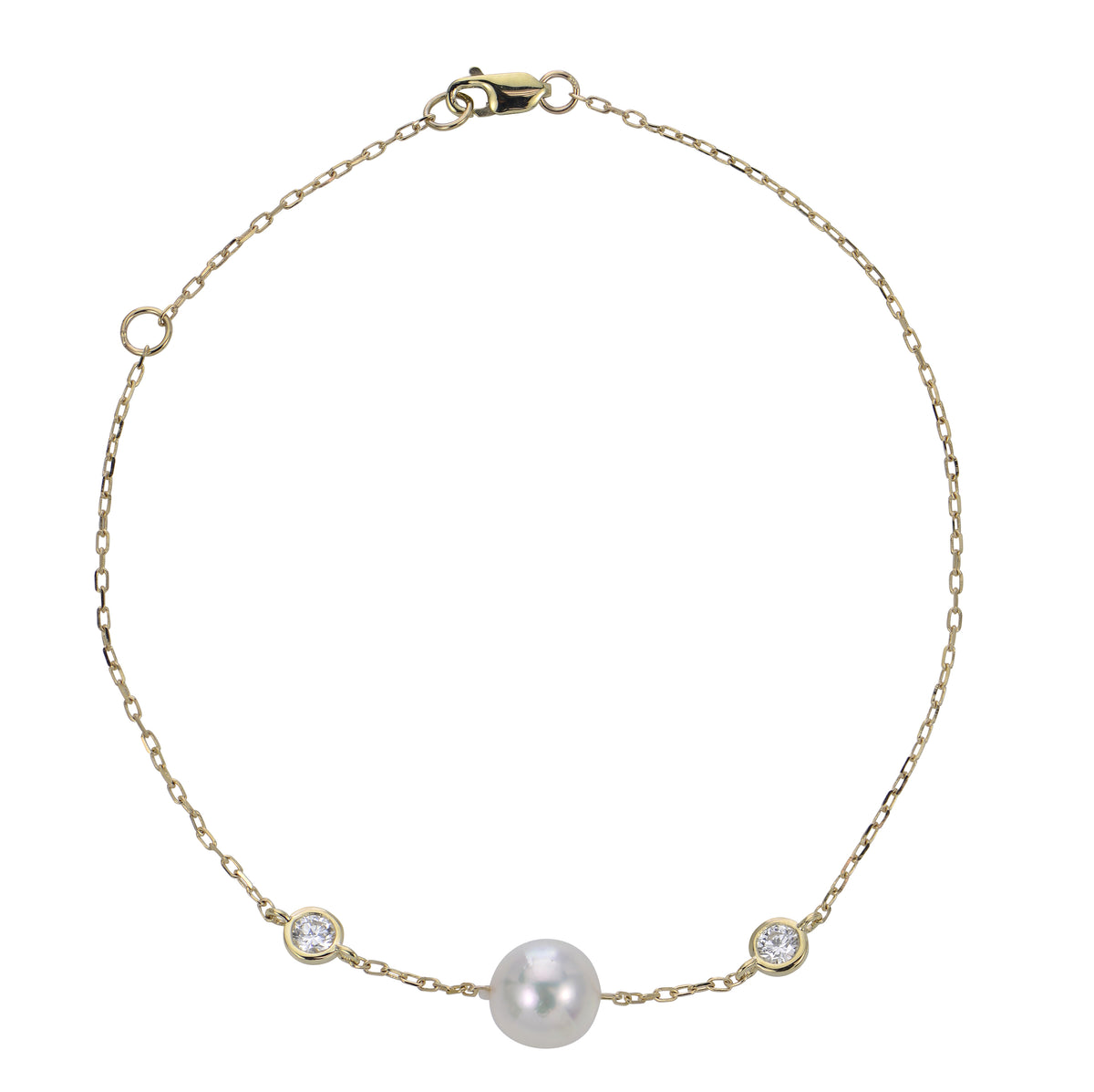 14KT Yellow Gold Akoya Pearl & LGD Bracelet