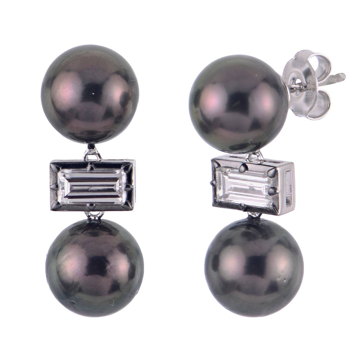 Sterling Silver Tahitian Pearl Earring
