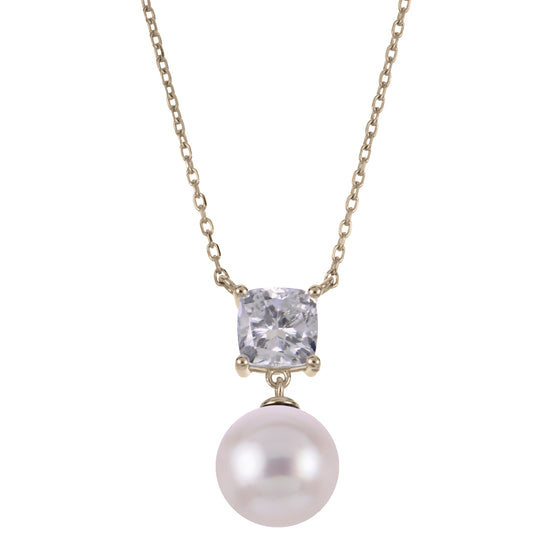 14KT Yellow Gold Akoya Pearl & LGD Necklace