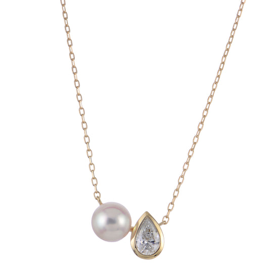 14KT Yellow Gold Akoya Pearl & LGD Necklace
