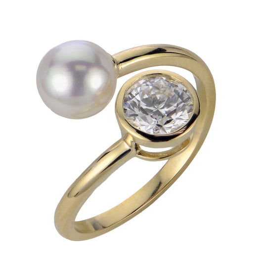 14KT Yellow Gold Akoya Pearl Ring