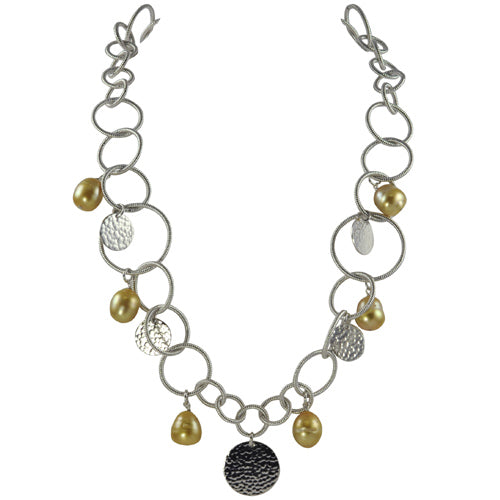 Sterling Silver Golden South Sea Pearl Necklace