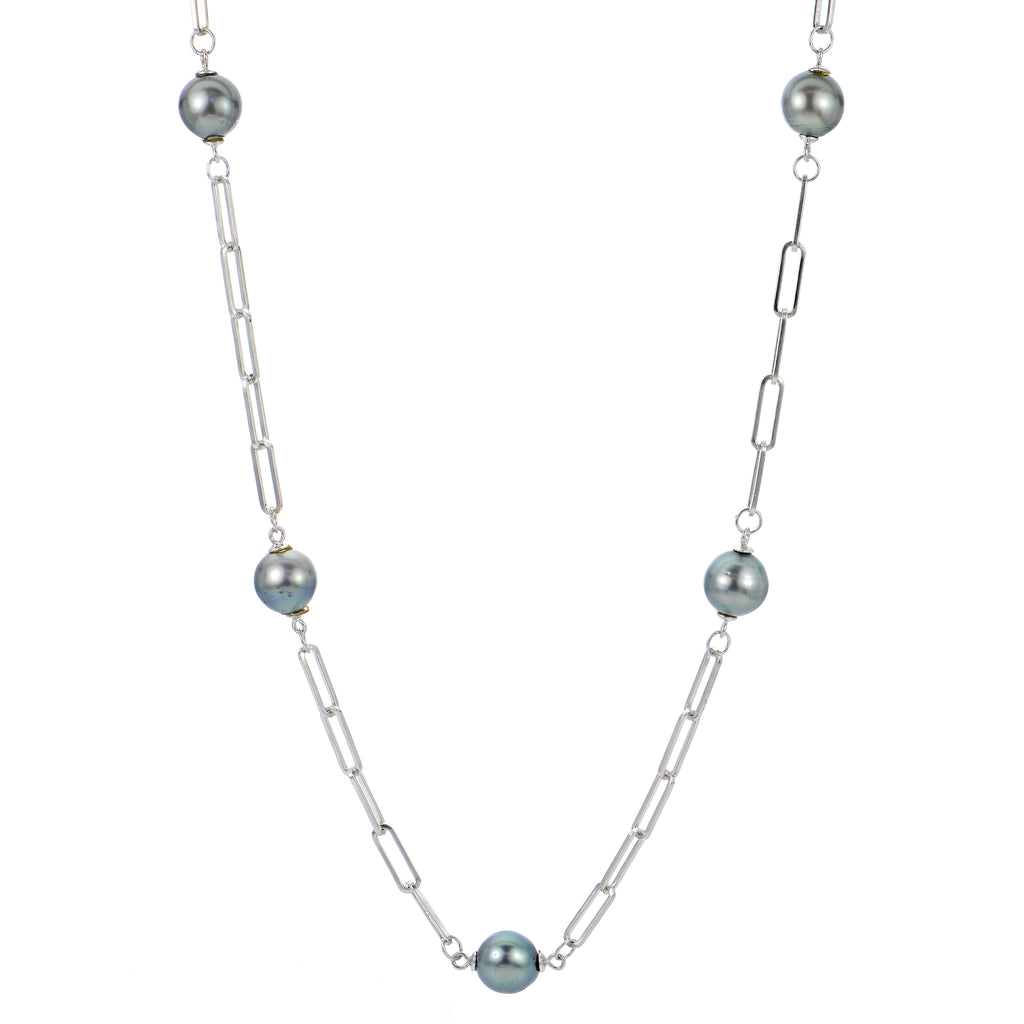 Sterling Silver Tahitian Pearl Necklace - Main Image