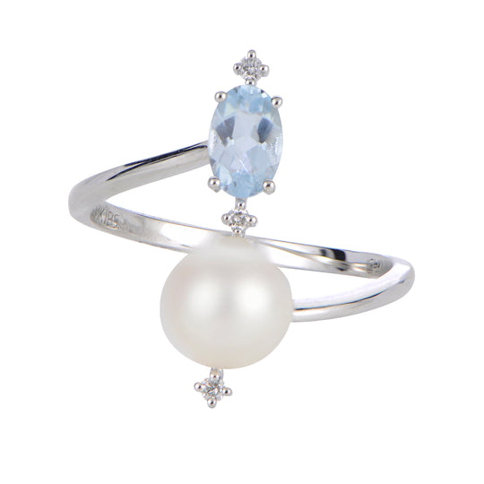 14KT White Gold Freshwater Pearl Ring