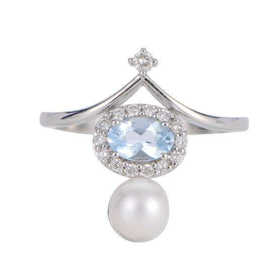 14KT White Gold Freshwater Pearl Ring