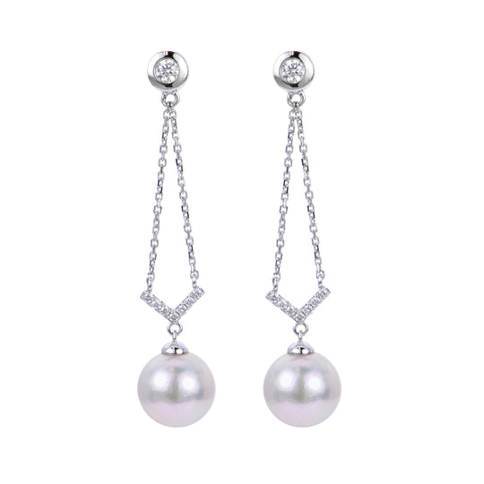 14KT White Gold Akoya Pearl Earring
