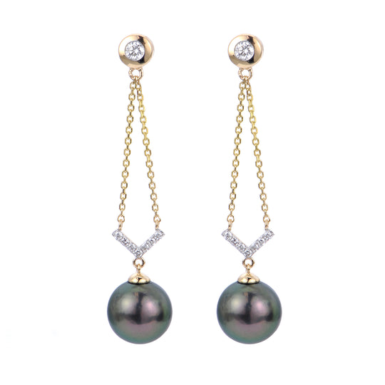 14KT Yellow Gold Tahitian Pearl Earring