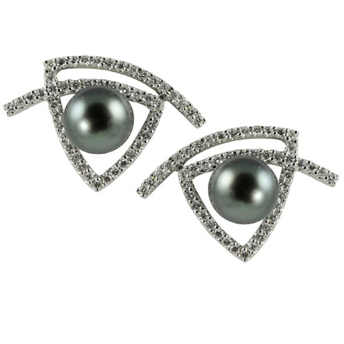 14KT White Gold Tahitian Earring