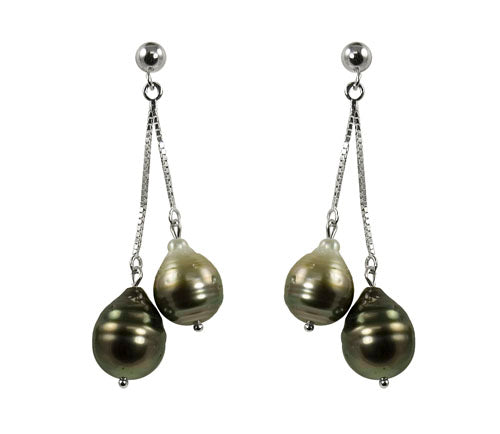 14KT White Gold Tahitian Pearl Earring