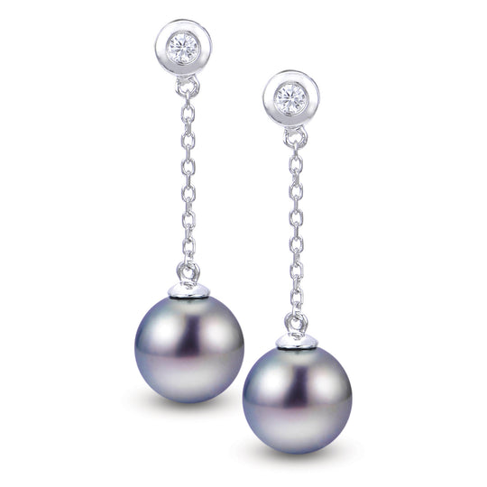 14KT White Gold Tahitian Pearl Earring
