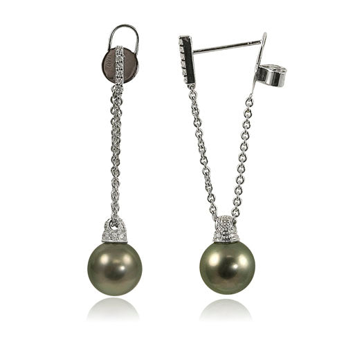 14KT White Gold Tahitian Earring