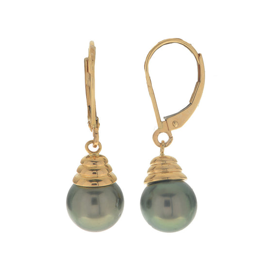 14KT White Gold Tahitian Pearl Earring