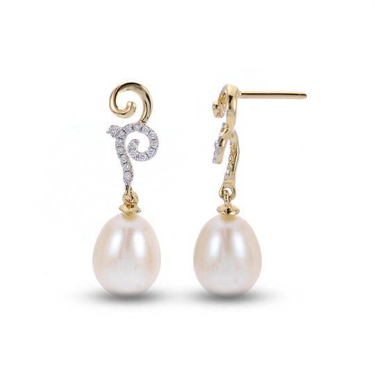 14KT Yellow Gold Freshwater Pearl Earring