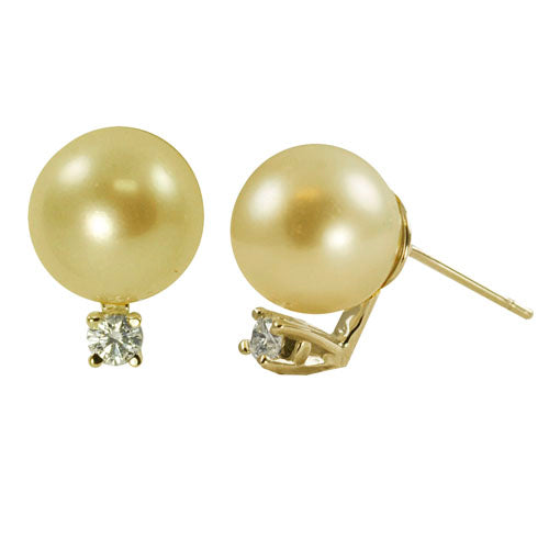 14KT Yellow Gold Golden South Sea Pearl Earring