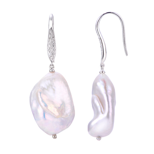 14KT White Gold Freshwater Pearl Earring