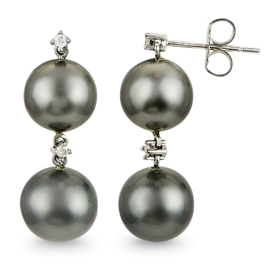 14KT White Gold Tahitian Pearl Earring