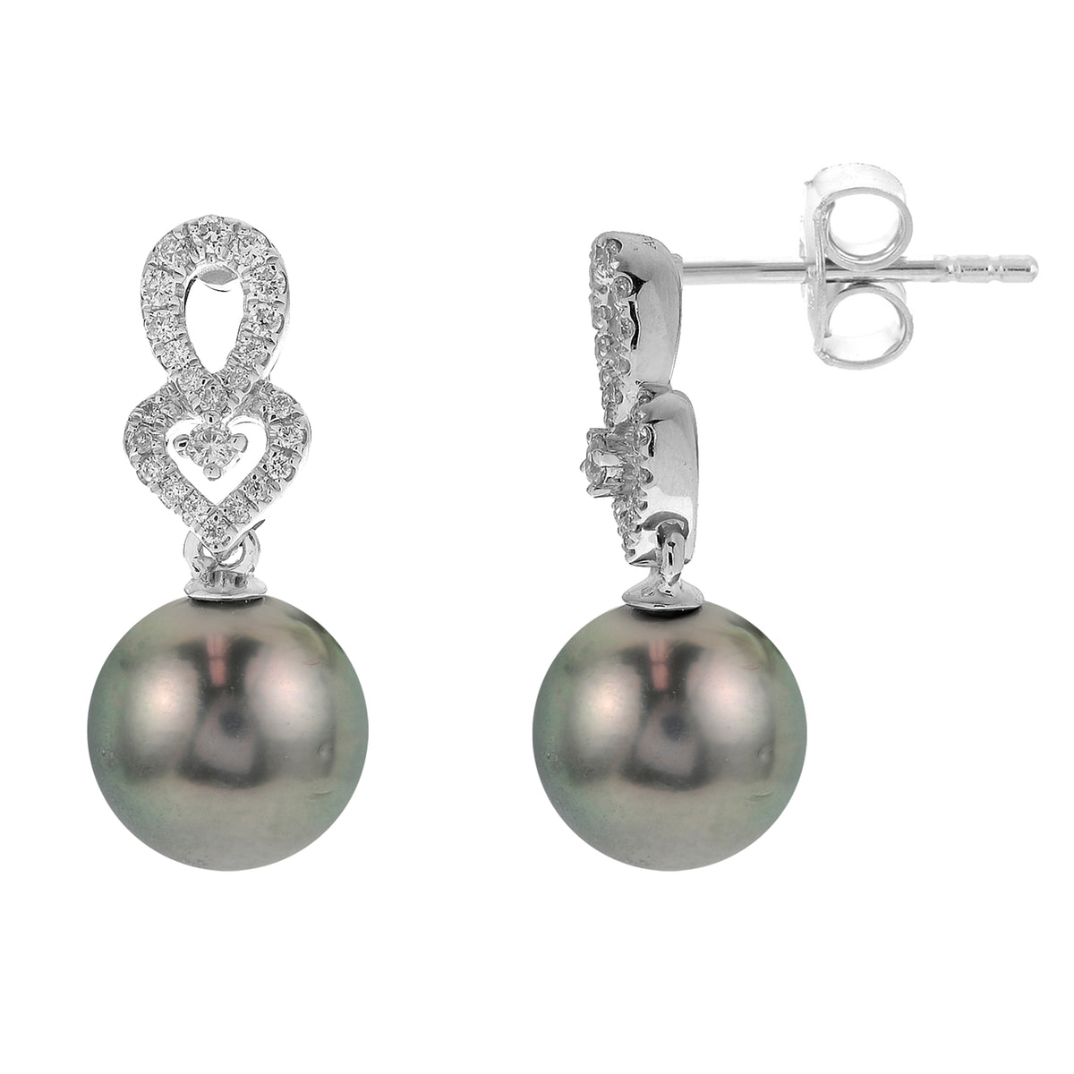 14KT White Gold Tahitian Pearl Earring
