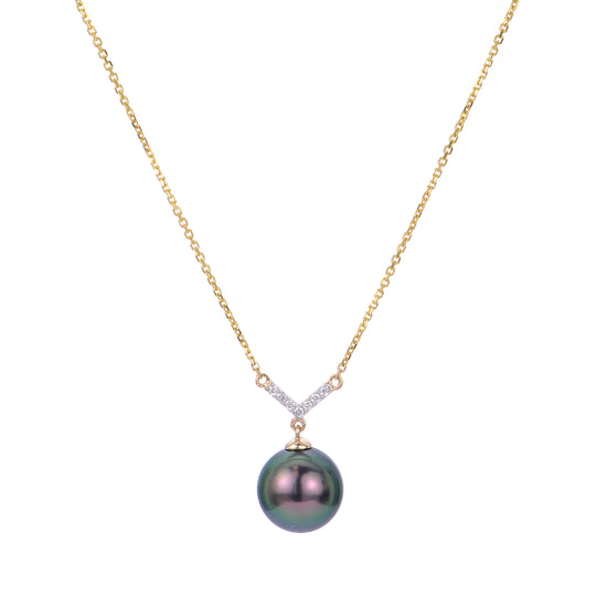 14KT Yellow Gold Tahitian Pearl Necklace