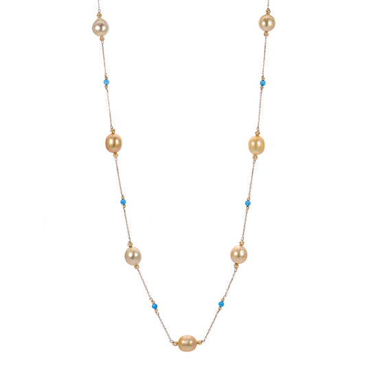 14KT Yellow Gold Golden South Sea Pearl Necklace