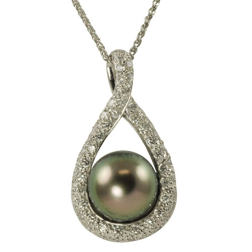 14KT White Gold Tahitian Pendant