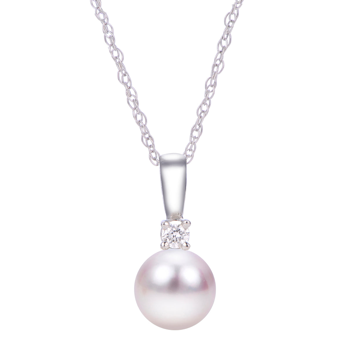 18 KT "Crown" Akoya & Diamond Pendant (Select Pearl Size)