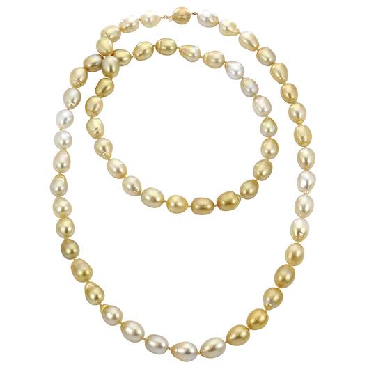 14KT Yellow Gold Golden South Sea Pearl Necklace