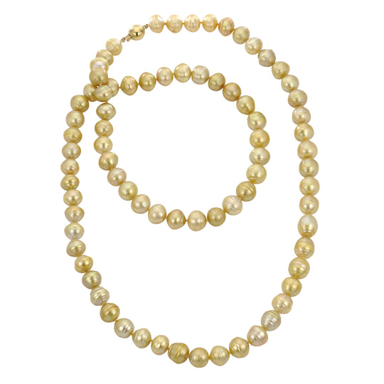 14KT Yellow Gold Golden South Sea Pearl Necklace