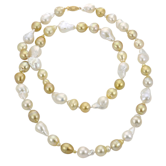 14KT Yellow Gold  Golden South Sea Pearl Necklace